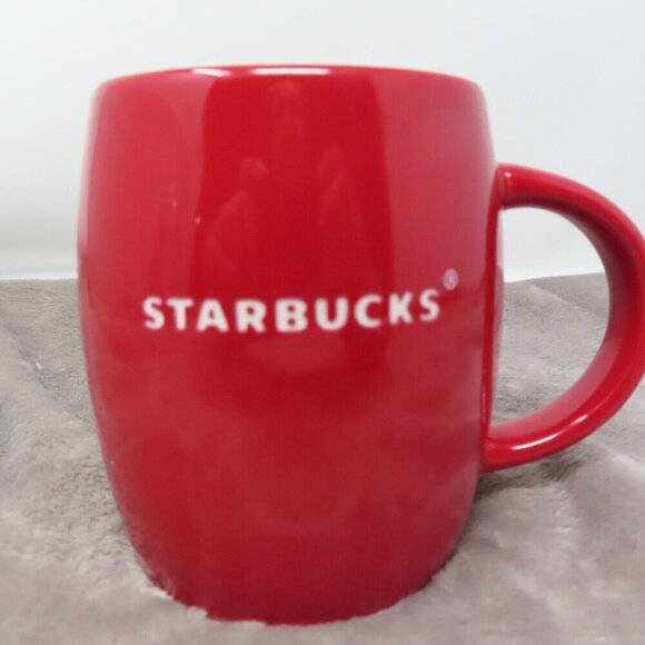 Starbucks Collectors Item 2011 Red Barrel Ceramic Coffee Mug Laser Engraved 15oz - Picture 2 of 7